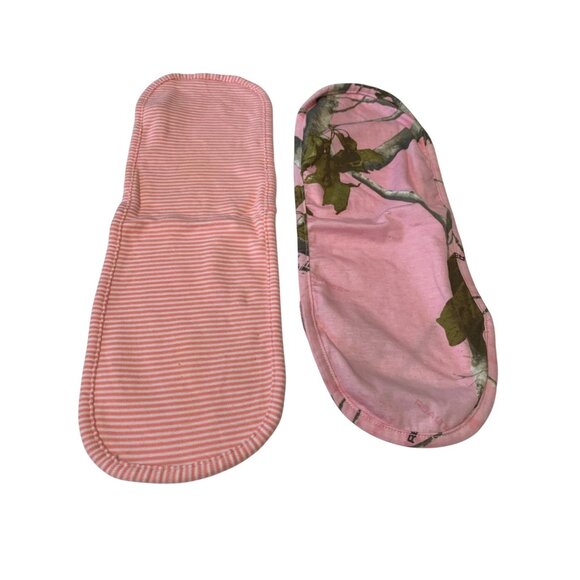 Lot of 3 Burp Cloths Baby Infant One Size Oval Shoulder Zoo Animal Pink Camo Str - Picture 2 of 3